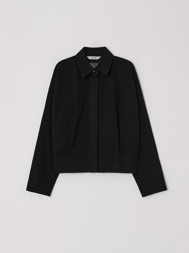 Textured wool cropped shirt (Black) - LENUEE - Modalova