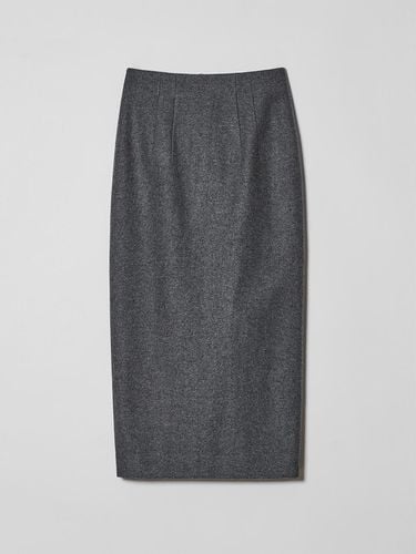 Back buttoned wool skirt (Melange grey) - LENUEE - Modalova