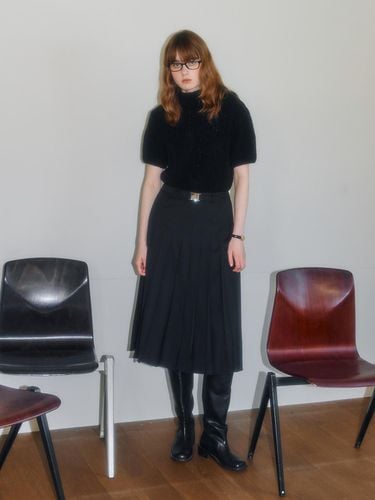 Belted wool pleated skirt (Black) - LENUEE - Modalova