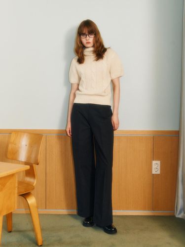 Belted wide pants (Black) - LENUEE - Modalova