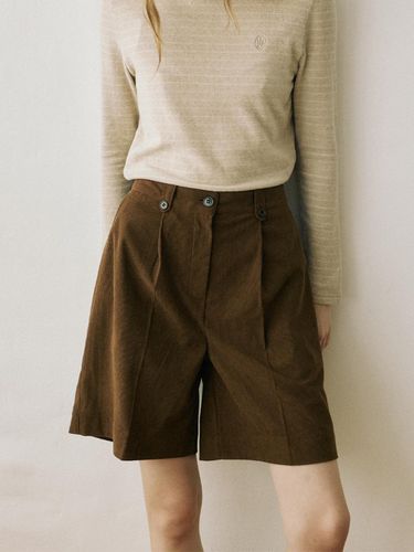 Corduroy Bermuda Pants - Brown - ourhope - Modalova