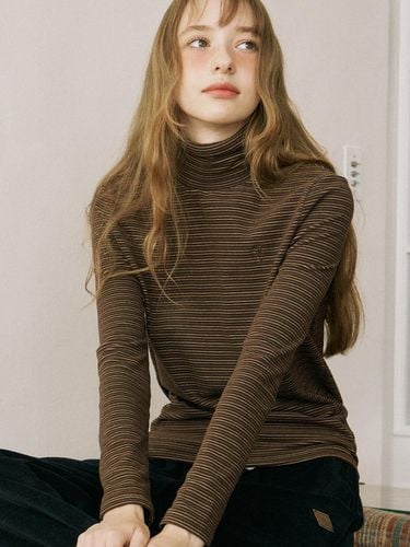 Multi Stripe Warm Turtleneck T - shirts - 2color - ourhope - Modalova