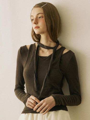 Wool Scarf Layered Long Sleeve - Brown - ourhope - Modalova