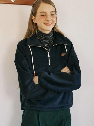 Logo Fleece Half Zip up Sweatshirt - Navy - ourhope - Modalova