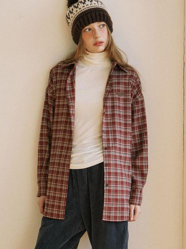 Comfy Over Check Shirt - Red - ourhope - Modalova