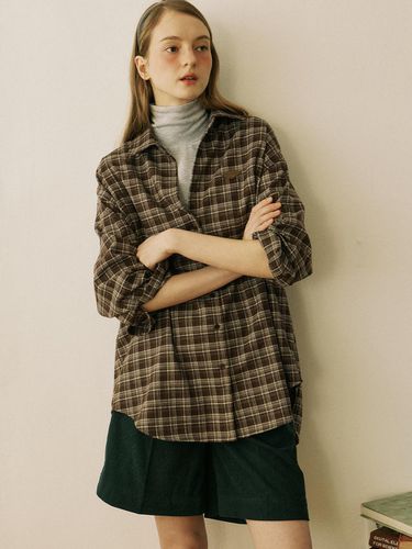 Comfy Over Check Shirt - Brown - ourhope - Modalova