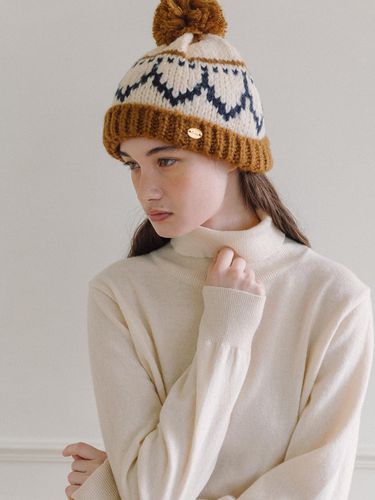 Pattem Knit Beanie - Brown - Laminez - Modalova