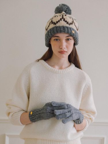 Pattem Knit Beanie - Gray - Laminez - Modalova