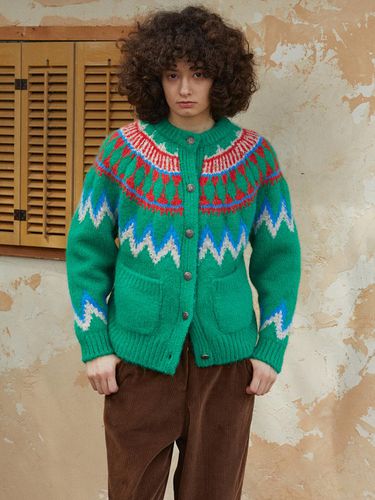 Color Way Nordic Cardigan (Green) - GREENBUTTER - Modalova