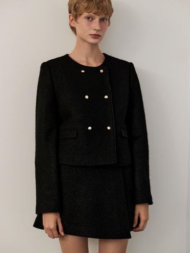 WOOL BLENDED DOUBLE JACKET_BLACK - ouel - Modalova