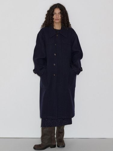 OUT POCKET WOOL MAC COAT_NAVY - overdueflair - Modalova