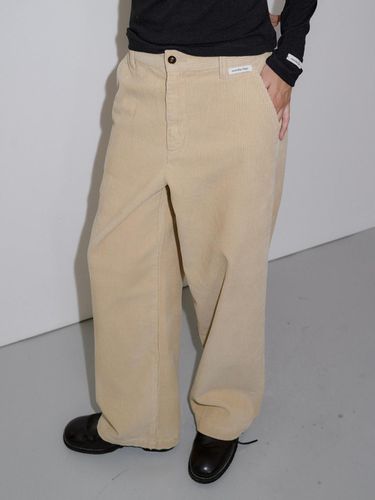 CORDUROY WIDE PANTS_BEIGE - overdueflair - Modalova