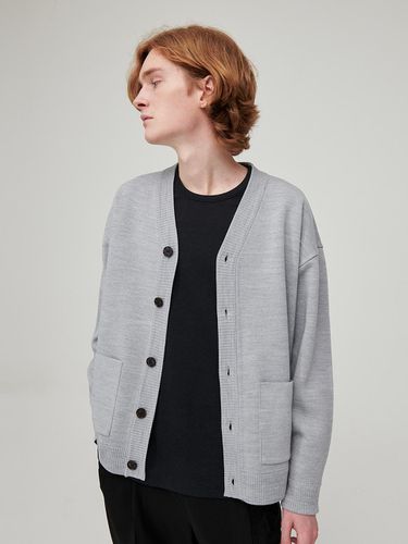 Essential Oversized Fit Knit Cardigan Gray - Awesomestudio - Modalova