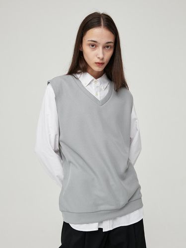 Minimal Oversized-fit Knitwear Vest Gray - Awesomestudio - Modalova