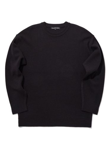 Essential Oversized-Fit Solid Round Knit Black - Awesomestudio - Modalova