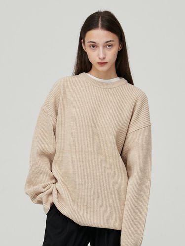 Oversized-fit Waffle Round Knit light brown - Awesomestudio - Modalova