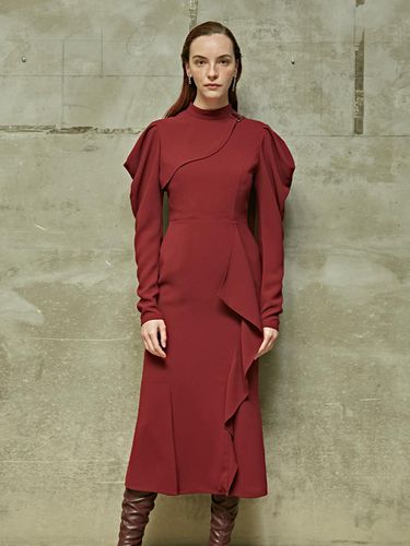 Scarf frill long dress wine - LIE - Modalova