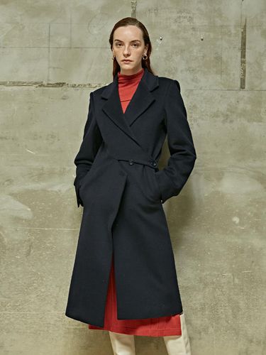 Unbalanced Convertible Long Coat Navy - LIE - Modalova