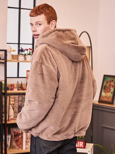 Fur Fur Hooded Jumper Camel - Awesomestudio - Modalova