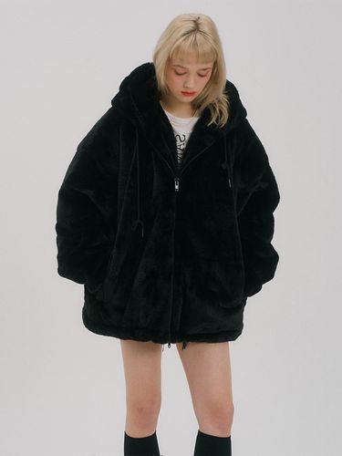 Fur Fur Hooded Jumper Black - Awesomestudio - Modalova