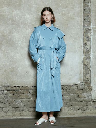 Coated Trench Coat Blue - LIE - Modalova