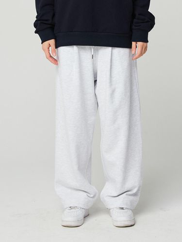 Pintuck Wide Sweatpants Gray White - Awesomestudio - Modalova