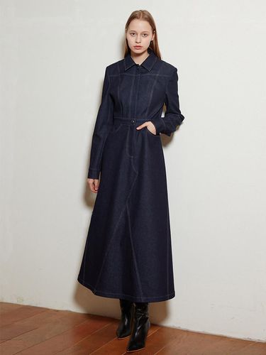 Jumpsuit Design Flared Line Jeans Dress Navy - LIE - Modalova