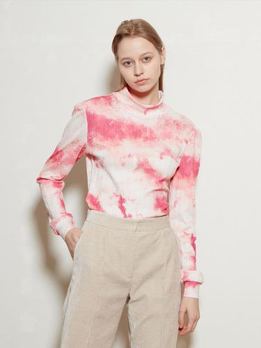 Signature Cloud Print Shirring Sleeve Polarty Pink - LIE - Modalova