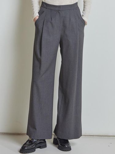 Signature Pintuck Detail Wide Pants Gray - LIE - Modalova