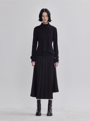 Unbalanced Pleated Design Skirt Black - LIE - Modalova