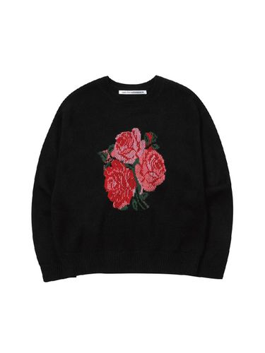 FLOWER KNIT SWEATER (BLACK) - CHANCECHANCE - Modalova