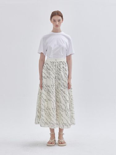 Lettering PATTERN double-layer skirt beige - LIE - Modalova