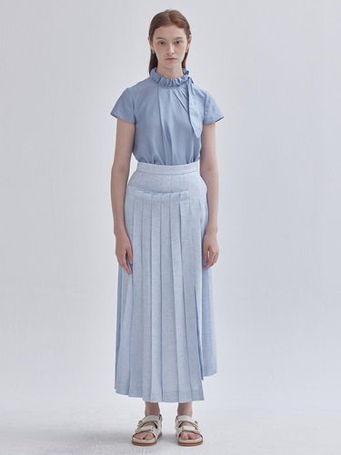 Unbalanced Pleats Skirt Sky Blue - LIE - Modalova