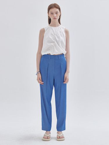 Pintuck Tapered Ankle Pants Blue - LIE - Modalova