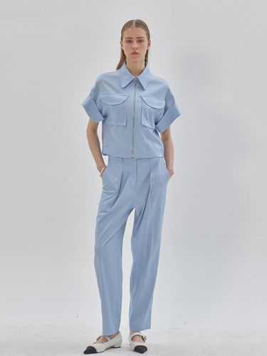 Pintuck tapered ankle pants sky blue - LIE - Modalova