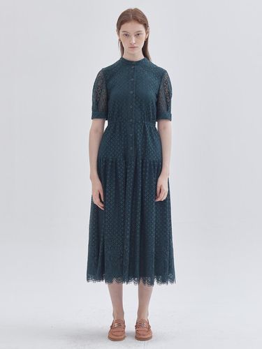 Lace PATTERN button dress green - LIE - Modalova