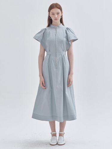 Flare shoulder accentuated buckle dress gray - LIE - Modalova