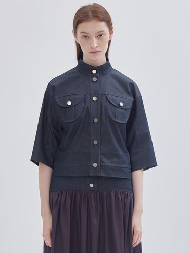 Round Pocket Detail Half Jacket Navy - LIE - Modalova