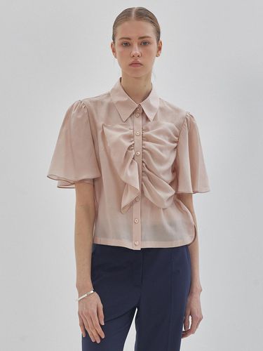 Frill detail see-through blouse beige - LIE - Modalova