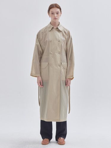 Double button Light Belted Coat Beige - LIE - Modalova