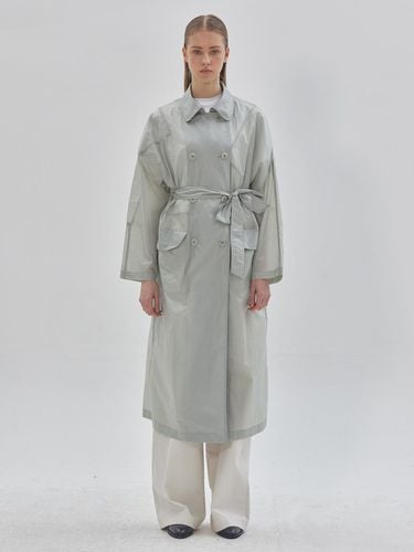 Double button Light Belted Coat Gray - LIE - Modalova