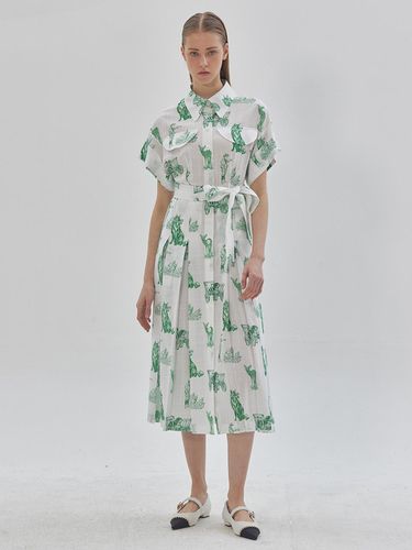 Green Wolf PATTERN Pleated Shirt dress - LIE - Modalova