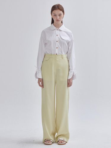 Mini Round Embroidery Pocket Wide Pants Yellow - LIE - Modalova