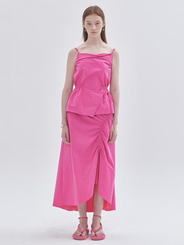 Half BANDING Shirring Flare Skirt Pink - LIE - Modalova