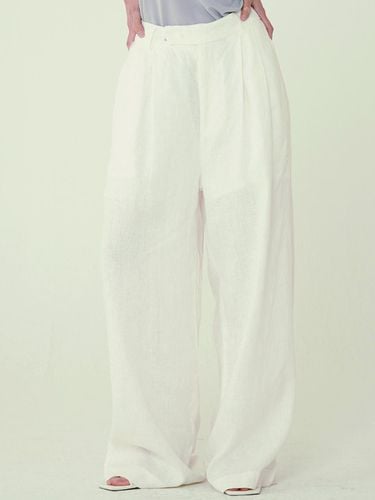 Linen wide pants - beige - by ginger - Modalova