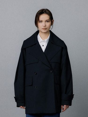 WIDE COLLAR COAT - DARK NAVY - EPINGLER - Modalova