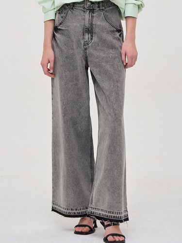 Washed Denim Wide Pants - SJYP - Modalova