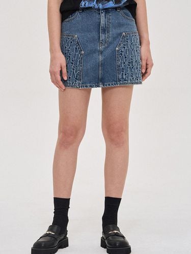 Logo Embroidery Denim Mini Skirt - SJYP - Modalova