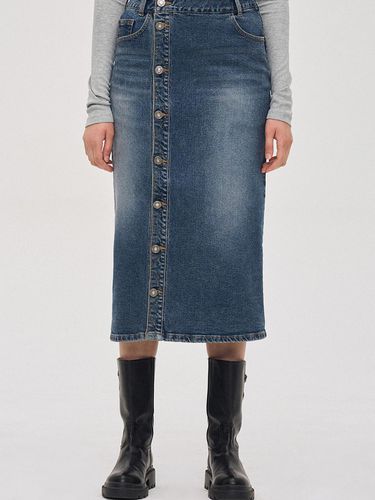 Button Straight Denim Skirt - SJYP - Modalova