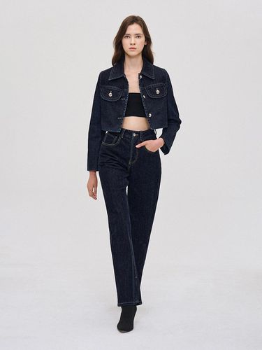 Velvet Effect Denim Pants - SJYP - Modalova